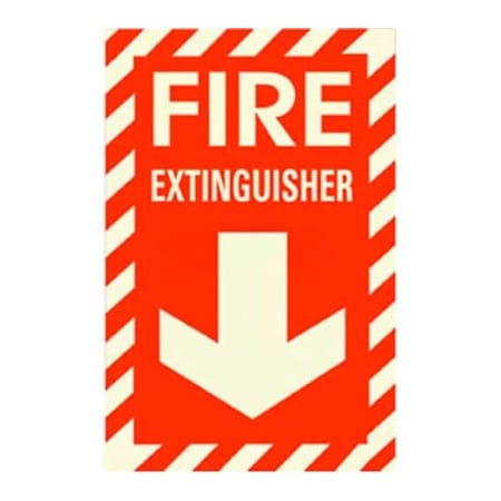 American Permalight Photoluminescent Fire Extinguisher Rigid PVC Sign, Non-Adhesive 600060